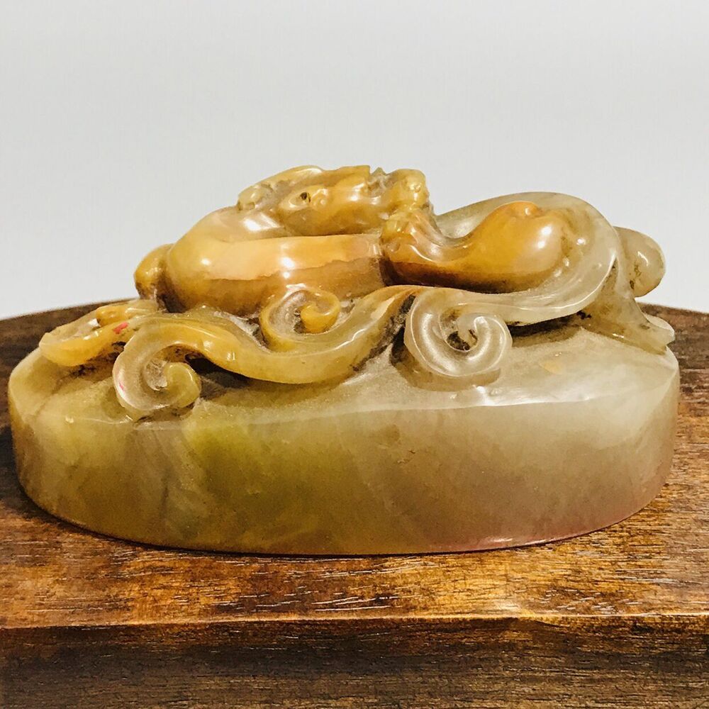 Chinese Peking Shoushan Stone Carving Animal Statue Seal Nice Figurines Artwork
