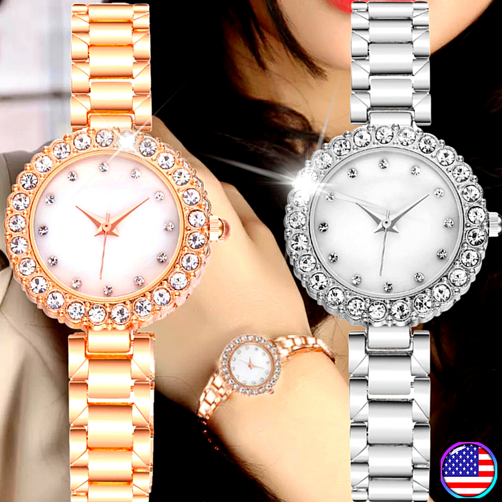 Reloj Para Mujeres Con Diamantes de Fantasia Simulado Cuarzo Pulsera Romantica