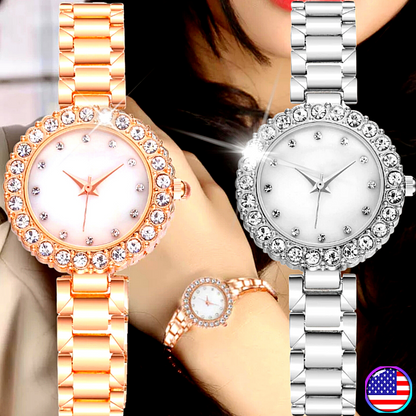 Reloj Para Mujeres Con Diamantes de Fantasia Simulado Cuarzo Pulsera Romantica