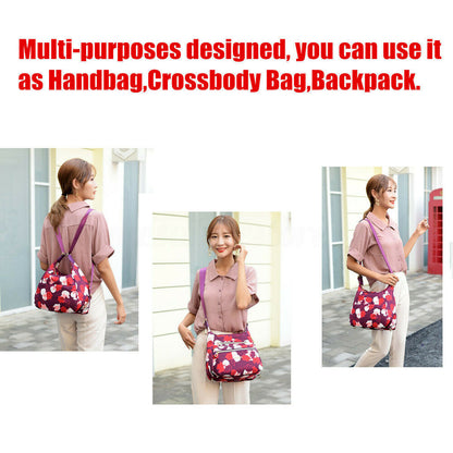 Women Lady Nylon Backpack Shoulder Bag Travel Handbag Crossbody Tote Satchel Bag