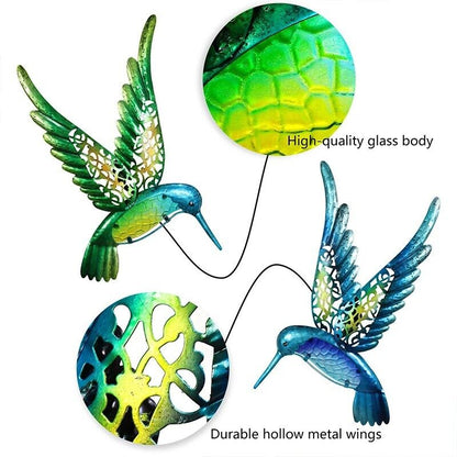 Hummingbird Wall Artwork 2Pcs Metal Home Statue Decoration Garden Yard Sculpture