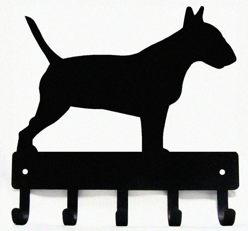 Bull Terrier Dog - Key Hooks & Keychain Holder-6 inch/9 inch Wide Metal Wall Art