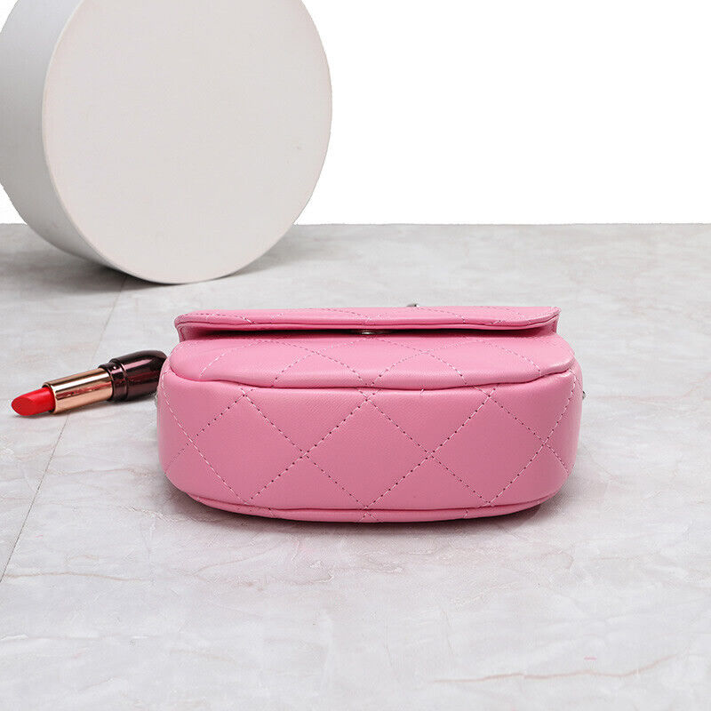 Mini Quilted Sheepskin Leather Saddle Shoulder Bag Flap Purse Handbag Crossbody