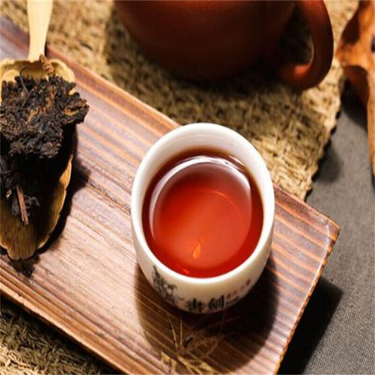 357g Ripe Pu Erh Tea Puer Tea Cake Menghai Golden Bud Fermented Black Tea Yunnan