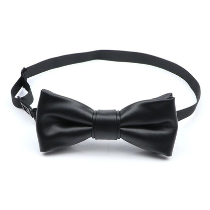 Men Bow Tie PU Leather Patchwork Female Necktie Adult Cravate Wedding Party Wear