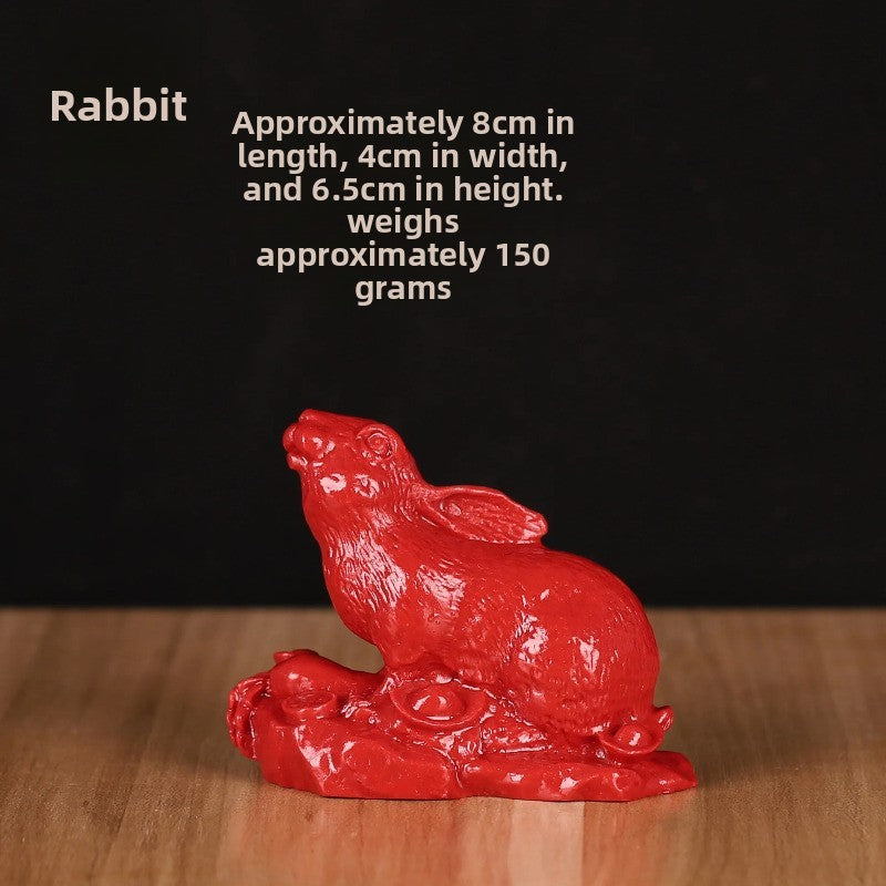 1Pc Cinnabar Handcarved Twelve Chinese Zodiac Tea Pet Amulet Home Decoration