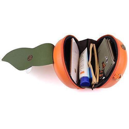 Women Girl Crossbody Bag Fashion PU Leather Fruit 3D Novelty Animal Orange