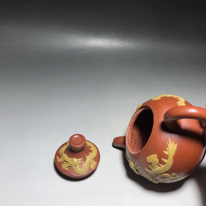vintage chinese yixing purple clay teapot zisha ceremony carving Collectible art