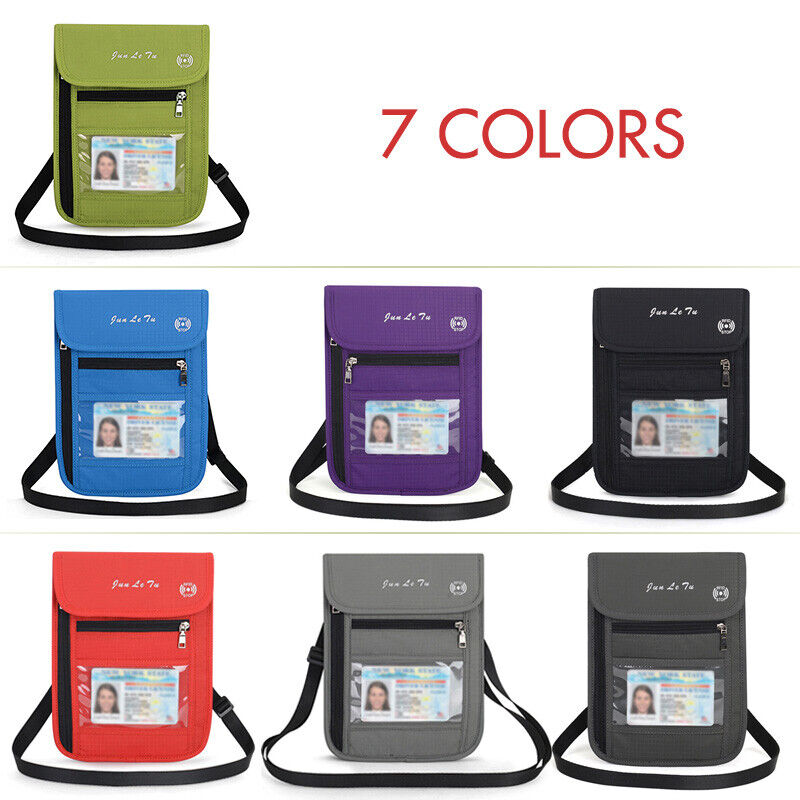 RFID Blocking Passport Holder Travel Wallet Bag Anti-theft Security Neck Pouch