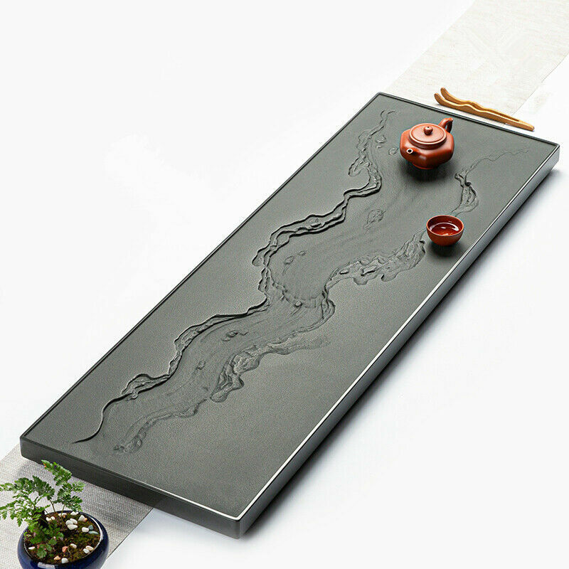 handmade tea tray black stone the Huanghe River carved weighted engraved table