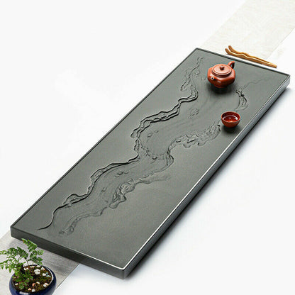 handmade tea tray black stone the Huanghe River carved weighted engraved table