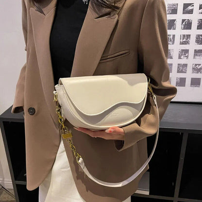 Women's PU Small Shoulder Bag Fashion Simple Underarm Handbag Travel Crossbody