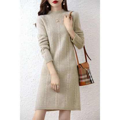 Women's Sweater Knitted Dresses Wool Ladie Dress Winter Pullovers Casual Skirts