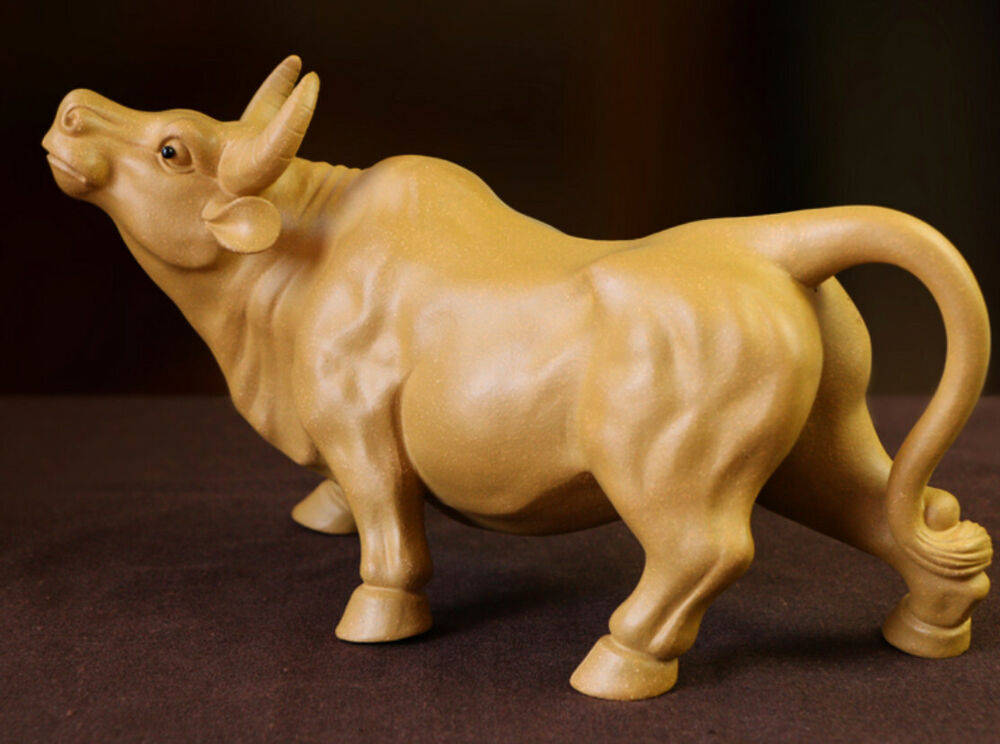 chinese yixing zisha tea pet OX decoration Cattle Yellow Duan Clay mascot cow