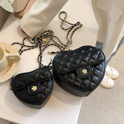 Synthetic Leather Chain Crossbody Bags Heart Shape Handbag Summer Shoulder Purse