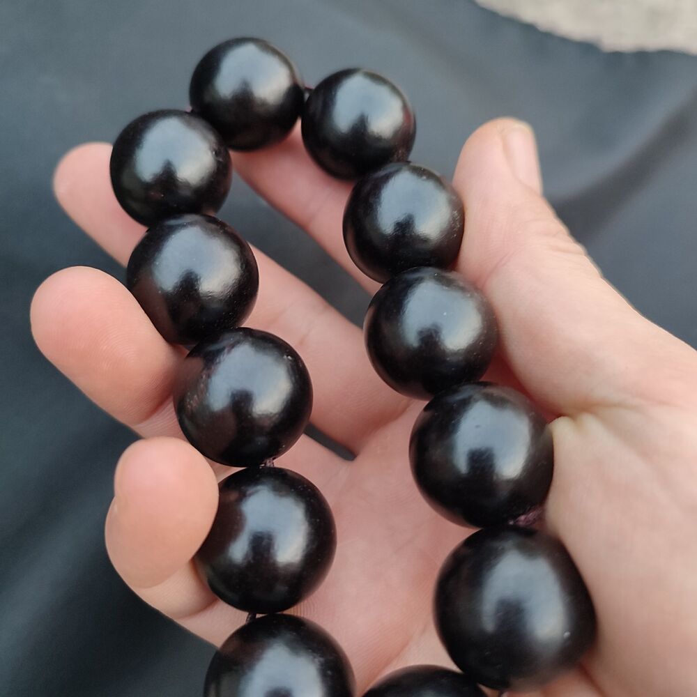 Black Buddhist Prayer Matching Mens Beaded Bracelets Anxiety Relief Wooden Gift