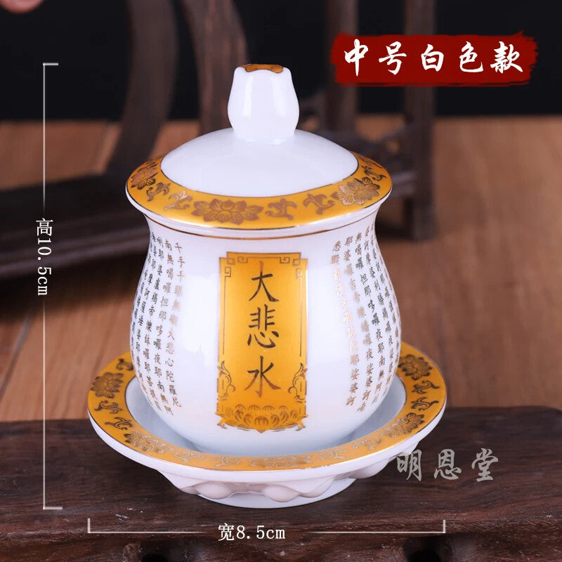 1-Piece Ceramic Water Cup Buddhist Temple Boat Victims -