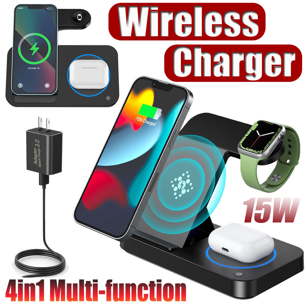 15W Wireless Charger Station +Charging Adapter For Apple iPhone 13 Pro Max/mini