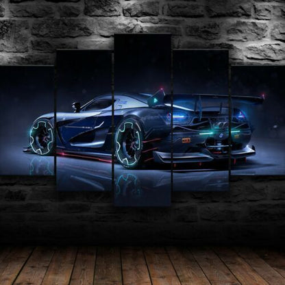 Luxury Blue Sport Racing Car 5 Piece Canvas Print Wall Art Home Decor Cuadros