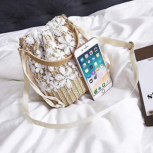 Straw Crossbody Bag, Women Beach Shoulder Summer Top Handle One Size, White