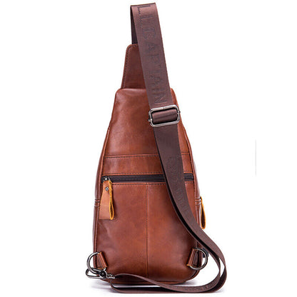 Men's Sling Backpack,100% Genuine Leather Chest bag Crossbody Bag Shoulder Bag