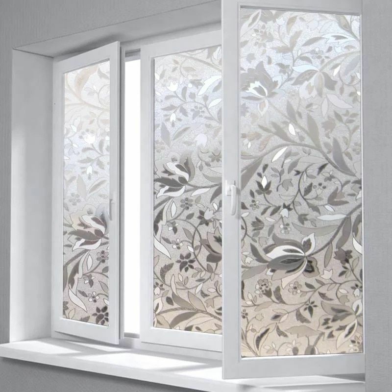 Window Film Privacy Tulip Frosted Decorative Self-Adhesive Glass Sticker Stained