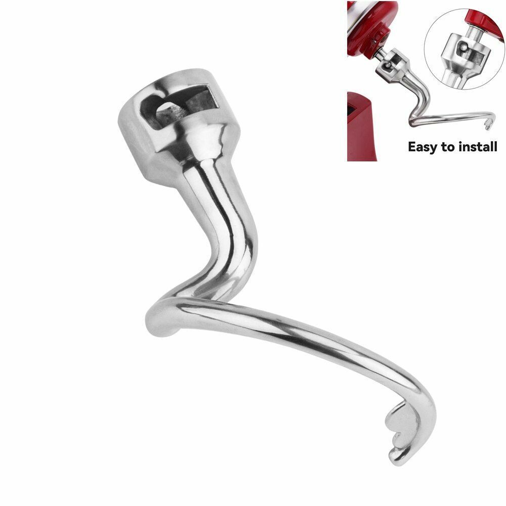 Metal Spiral Dough Hook KitchenAid Bowl Mixer Spiralizer Silver Stainless Steel