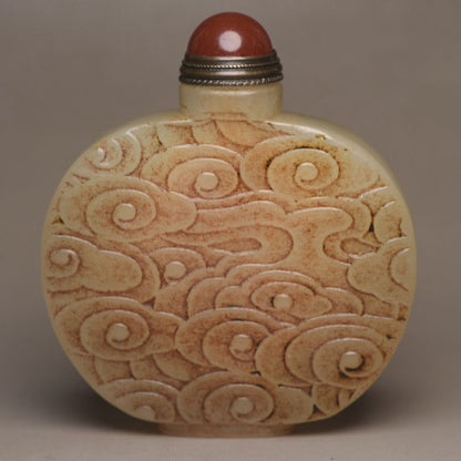 Vintage Chinese Antique Hetian Jade Snuff Bottle Carved Exquisite Snuffbox Rare