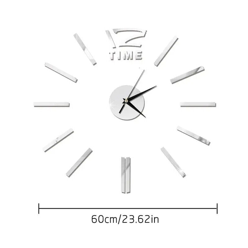 DIY Wall Sticker Clocks Acrylic Home Office Adhesive Mini Living Room Decor 60cm