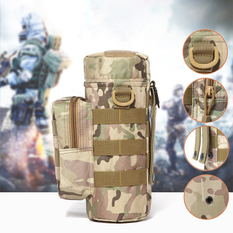 Tactical Molle Water Bottle Pouch Kettle Climbing Waist Shoulder Bag Outdoor