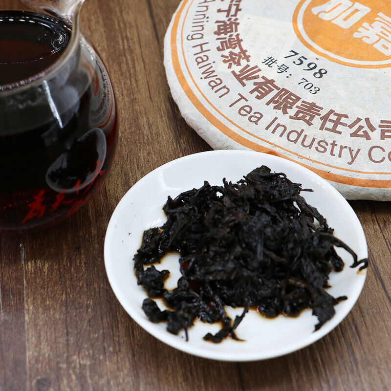 Lao Tong Zhi JIA JIA 7598 Anning Haiwan Tea Yunnan Ripe Pu-Erh Tea Cake 357g-