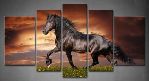 Black Horse Wall Art Painting Animal Picture Canvas Print artwork For Home Decor