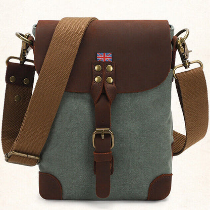Men's Canvas&Leather Shoulder/Messenger Bags 8 inches Business Casual Daypack