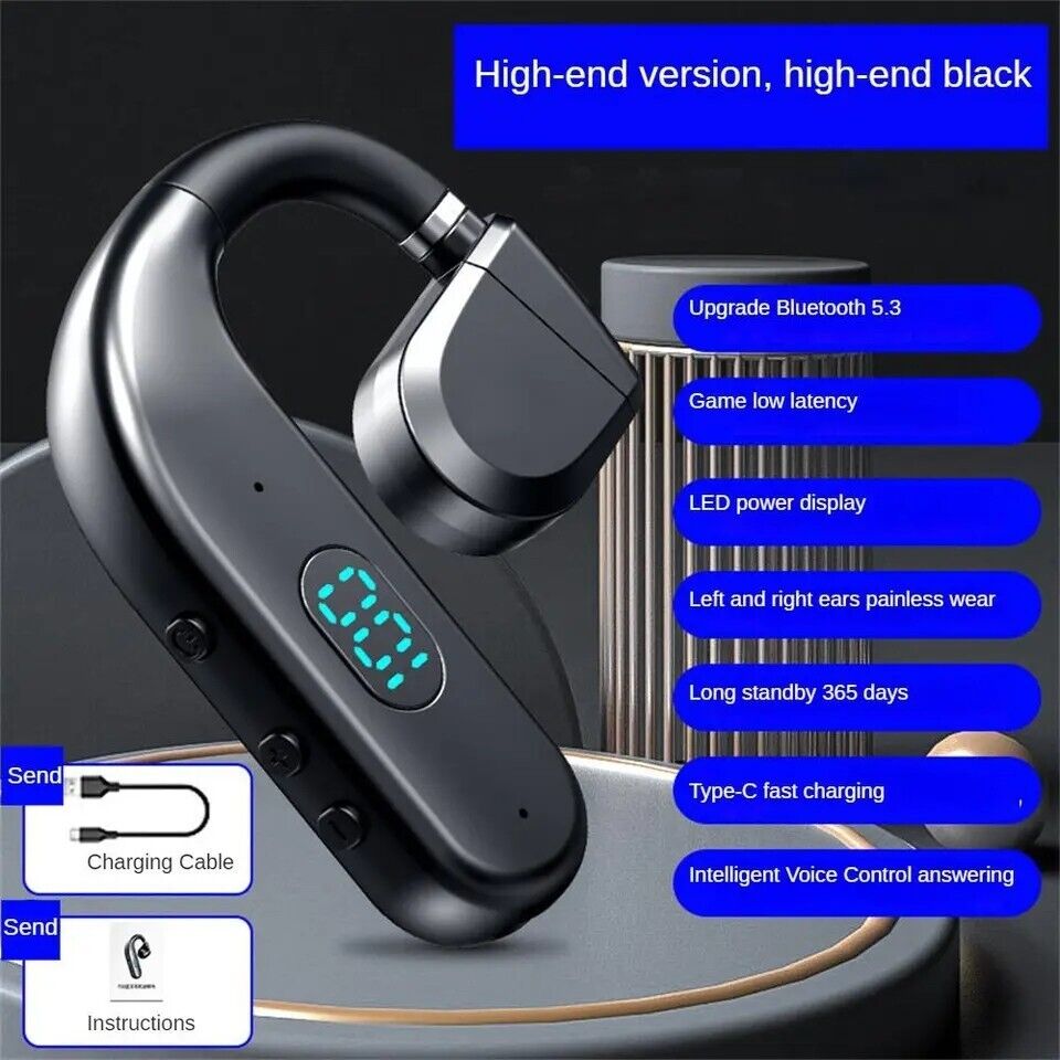 Wireless Bluetooth 5.2 Earpiece Headset Driving Trucker Earbuds Noise Cancelling