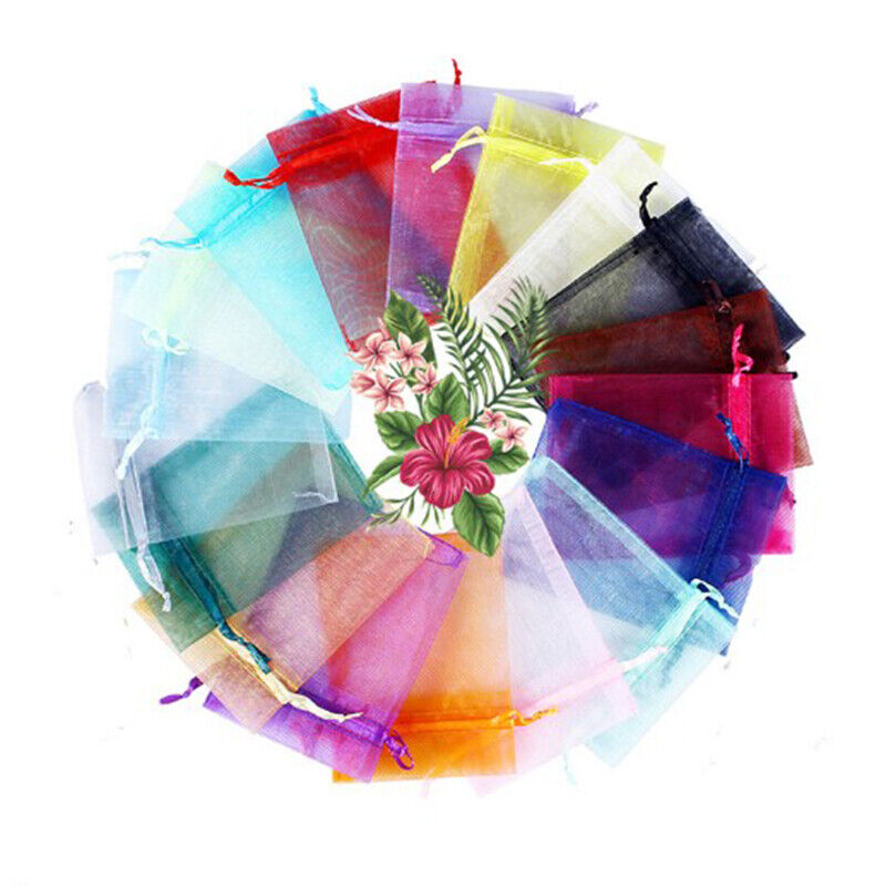 100pcs Wedding Christmas Gift Drawable Organza Bags Jewelry Packaging DisplaG JJ