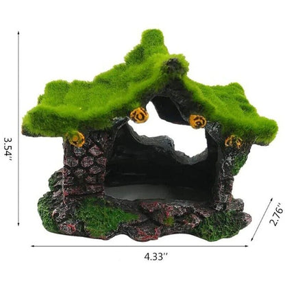 Aquarium Decorations Resin Hollow Hiding House Beta Fish Tank Driftwood 11x9x7cm