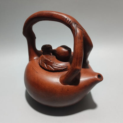 Vintage Chinese Yixing Purple Clay Teapot Zisha Ceremony Carving Collectible Art