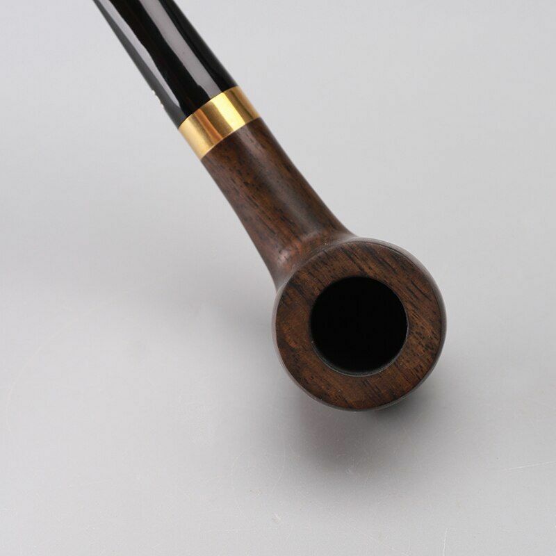 Handmade Ebony Wood Black Smoking Pipes 8mm Filter Tobacco Wooden Straight Pipe