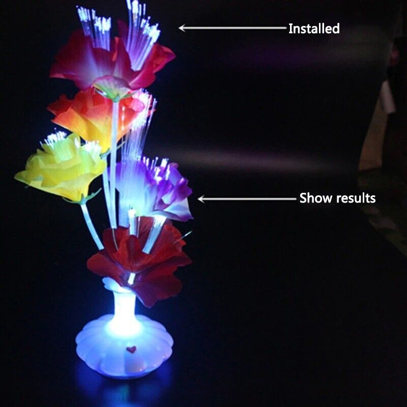 Optical Fiber Lamp LED Artificial Flower Calla Lily Vase Night Lights 32x10x10cm