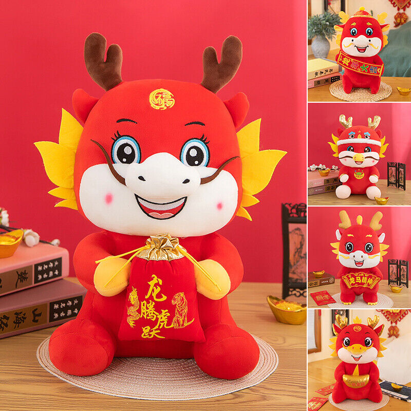 2024 Dragon Year Mascot Plush Toys Cartoon Zodiac Dragon Doll for Celebration