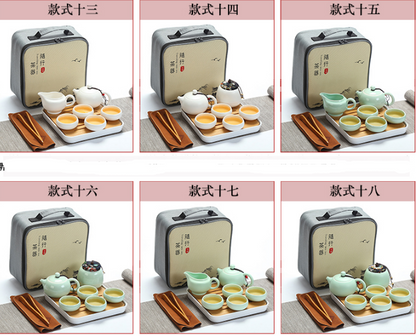 Travel tea set set portable bag ceramic express cup one pot two or four cups sim