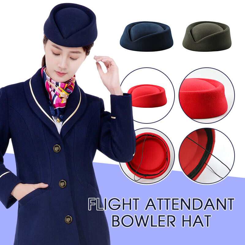 Women Wool Felt Beret Hat Teardrop Fancy Stewardess Air Hostesses Dress Hat