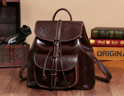 Anti-theft Genuine Leather Backpack Vintage Shoulder Bag Travelling School Purse