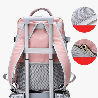 Pink Women Travel Backpack Daypack Bag with Luggage Port Backpack