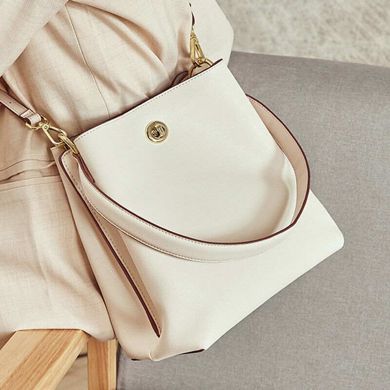 100% Genuine Leather Women's Elegant Handbags Bucket Bag Sling Shoulder Bag