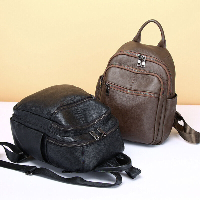 New Soft Leather Backpack, Women's Top Cow Leather Travel Rucksack School Bags