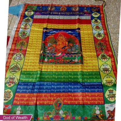 Wall Hanging Decor Tibetan Buddhism Flag Prayer Banner Accessories 95x70cm Satin