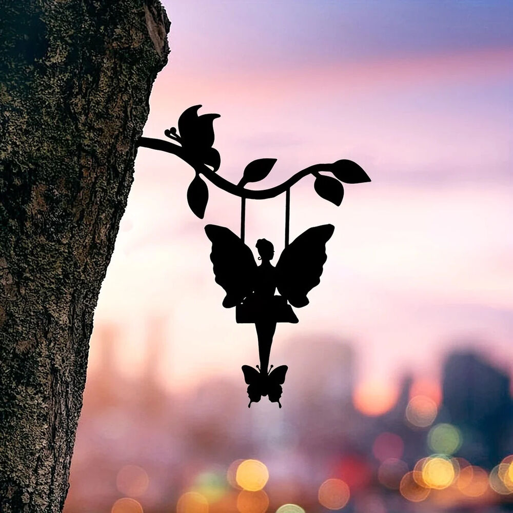 Elf On Branch Steel Silhouette Metal Wall Art - Perfect for Birthdays