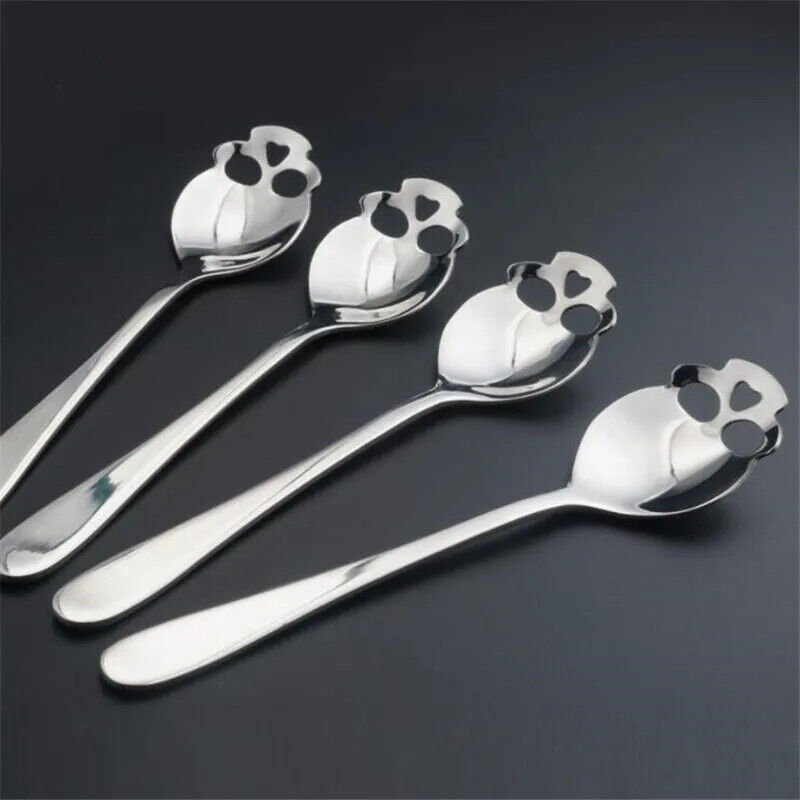 Stainless Steel coffee Scoop Skull shape Dessert SpoonFood Grade Candy Tea Spoon