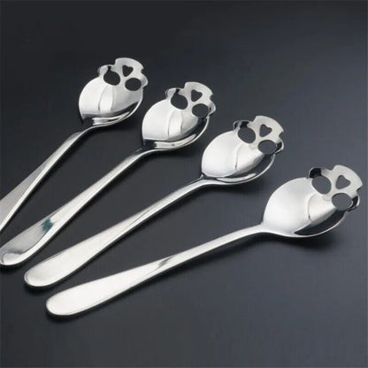 Stainless Steel coffee Scoop Skull shape Dessert SpoonFood Grade Candy Tea Spoon